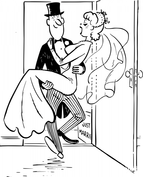 Vintage Just Married coloring page image