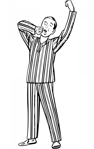 Vintage Kid in Pyjamas coloring page image