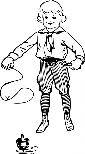 Vintage Kid with a Top coloring page image