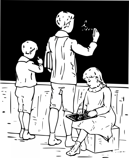 Vintage Kids in a Classroom coloring page image