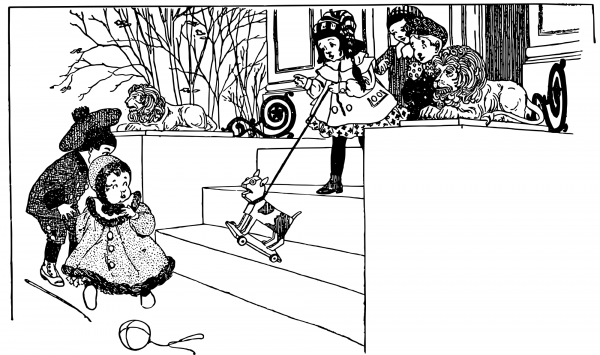 Vintage Kids Playing on Stairs coloring page image