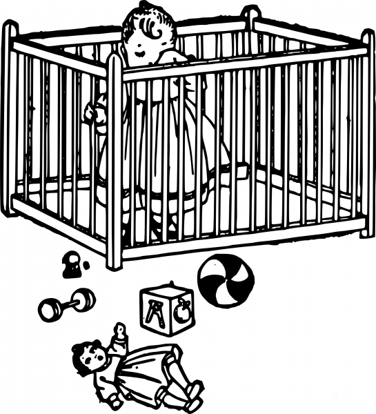 Vintage Kids Playpen coloring page image