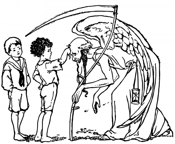 Vintage Kids Pull on Father Times Hair coloring page image