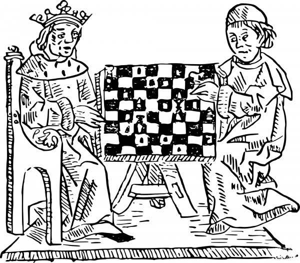 Vintage King Playing Chess coloring page image