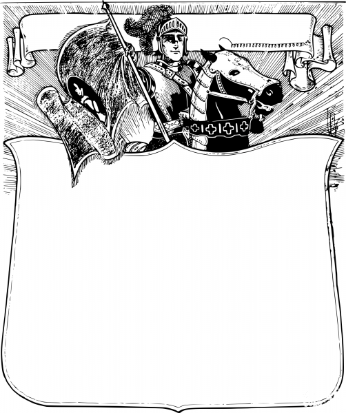 Vintage Knight Horse Frame coloring page image