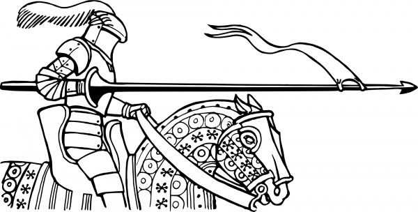 Vintage Knight with Lance coloring page image