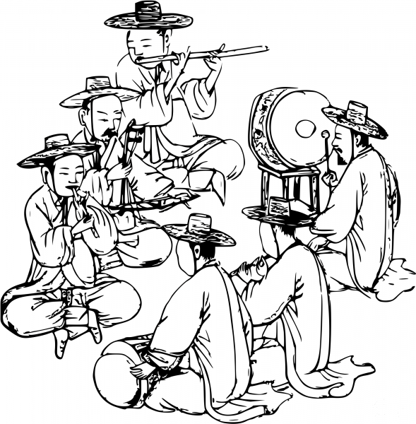 Vintage Korean Band coloring page image