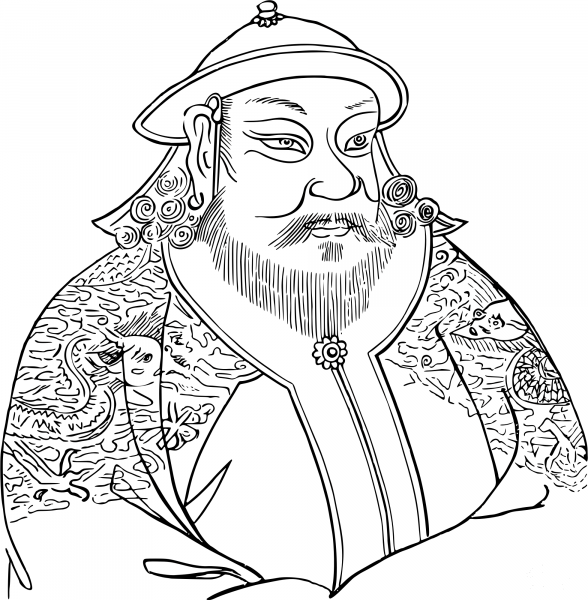 Vintage Kublai Khan coloring page image