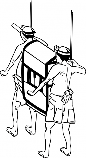 Vintage Labourers Carrying Goods coloring page image