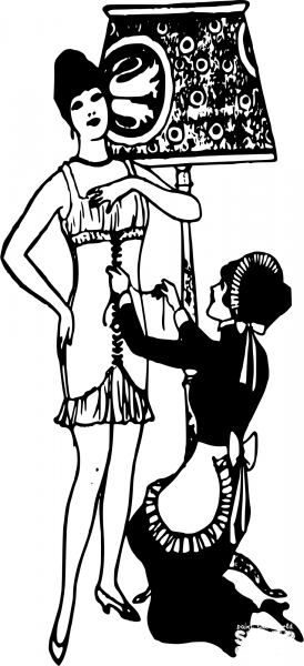 Vintage Lady and Maid coloring page image