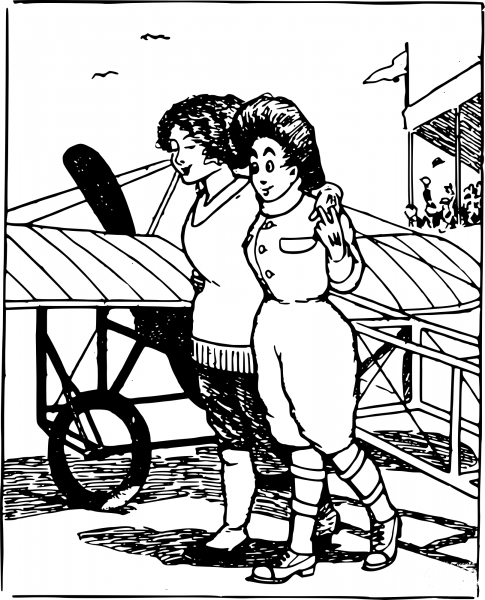 Vintage Lady Aviators coloring page image