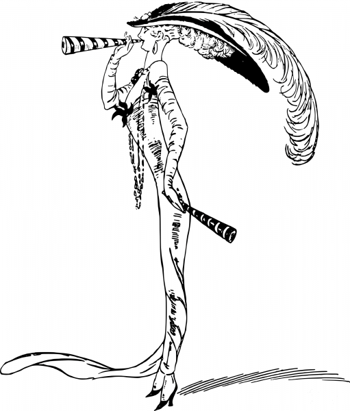 Vintage Lady Blowing Something coloring page image