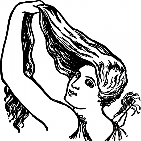 Vintage Lady Combs Hair coloring page image