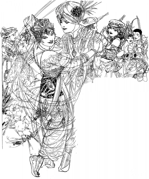 Vintage Lady Dancing with a Man coloring page image