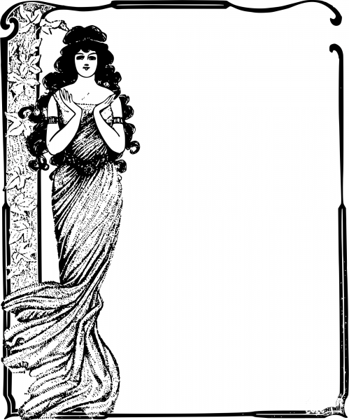 Vintage Lady Dress Frame coloring page image