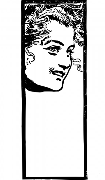 Vintage Lady Face Frame coloring page image
