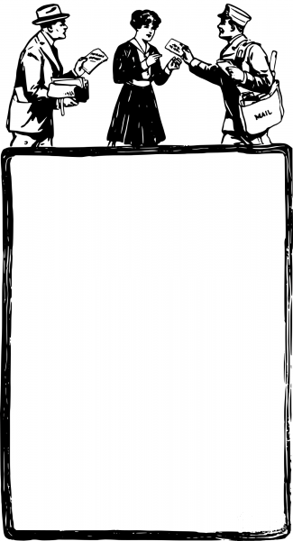 Vintage Lady Gets Deliveries coloring page image