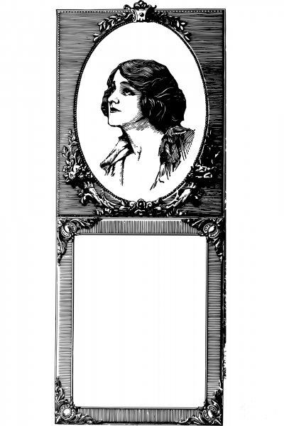 Vintage Lady Head Frame coloring page image