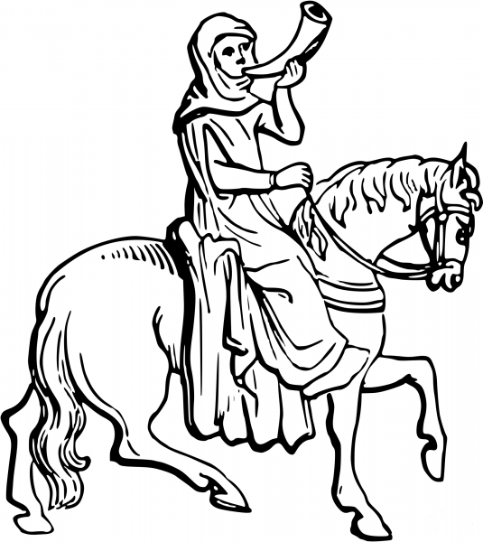 Vintage Lady Hunting coloring page image