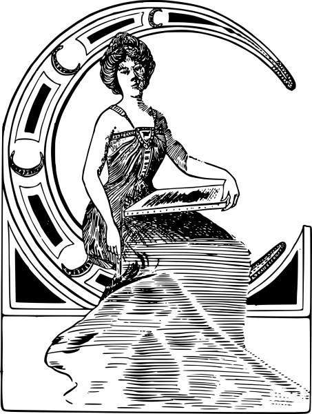 Vintage Lady in a C coloring page image