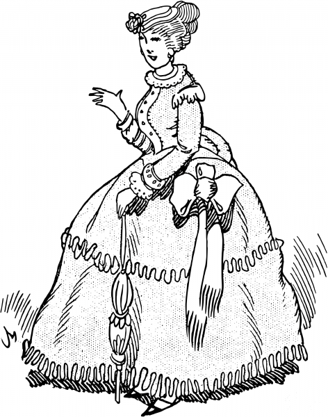 Vintage Lady in a Dress coloring page image