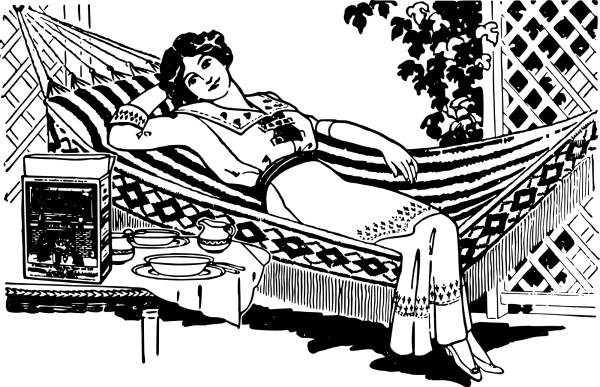 Vintage Lady in a Hammock coloring page image