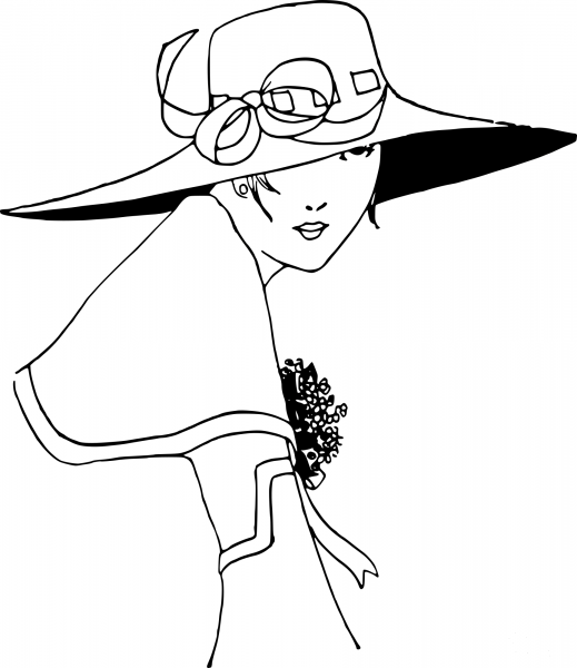 Vintage Lady in a Hat coloring page image