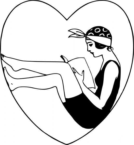 Vintage Lady in a Heart coloring page image
