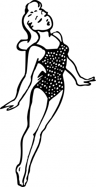 Vintage Lady in Swimsuit coloring page image