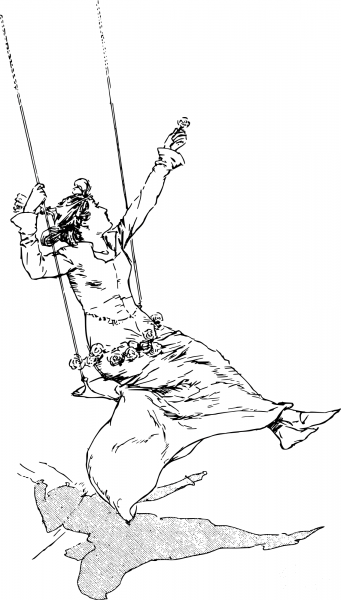 Vintage Lady on a Swing coloring page image