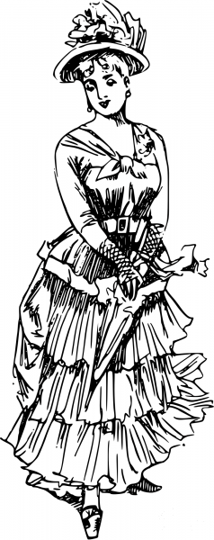Vintage Lady out Strolling coloring page image