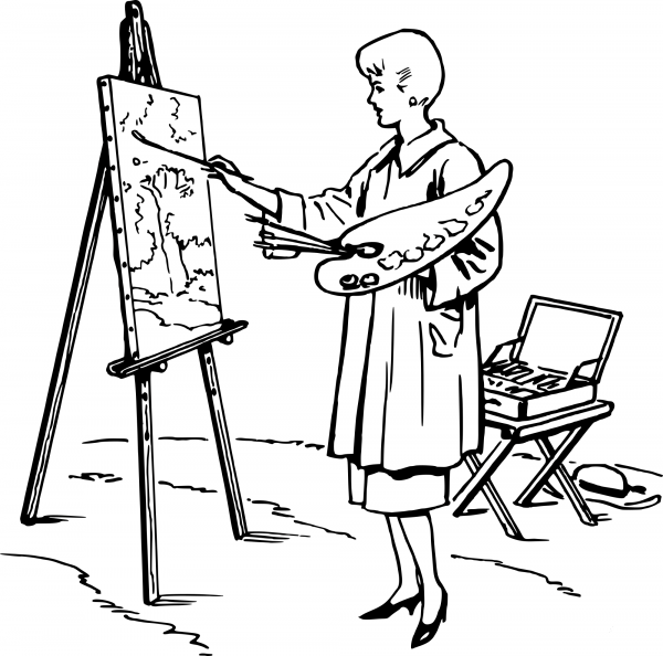 Vintage Lady Painting coloring page image