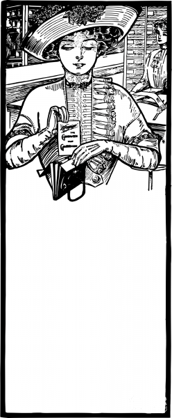 Vintage Lady Purse Frame coloring page image