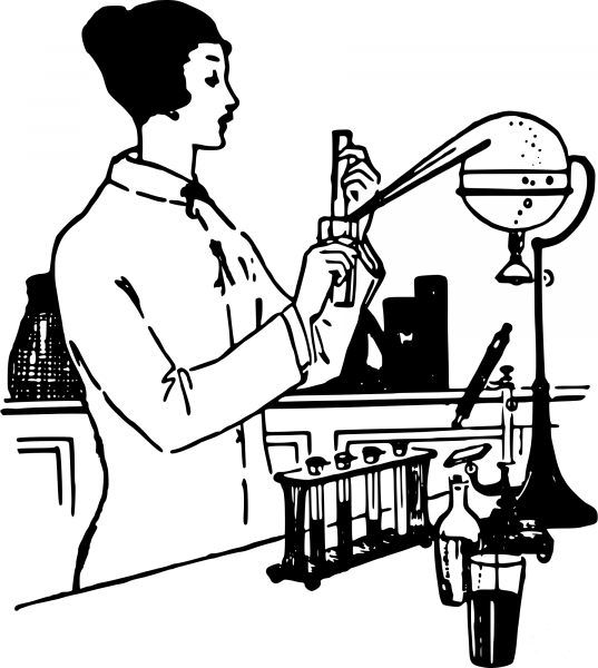 Vintage Lady Scientist coloring page image