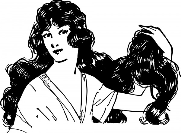 Vintage Lady Shows Her Hair coloring page image