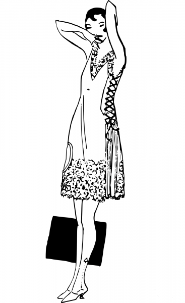 Vintage Lady Standing coloring page image
