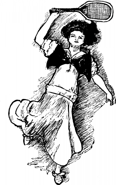 Vintage Lady with a Racket coloring page image