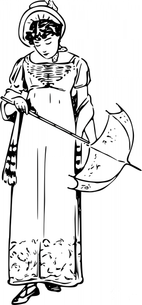 Vintage Lady with Umbrella coloring page image