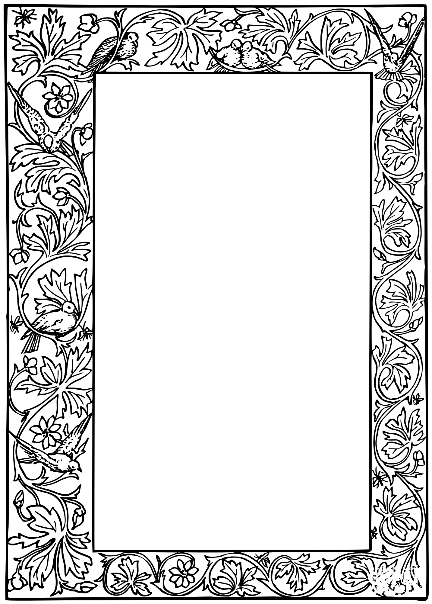 Vintage Leafy Frame coloring page - Vintage Leafy Frame Coloring Page Print 4
