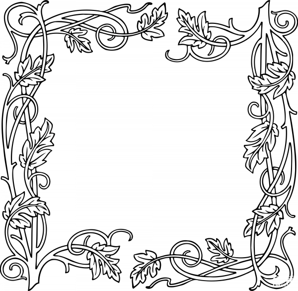 Vintage Leafy Frame coloring page image
