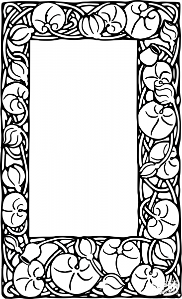 Vintage Lilly Pad Frame coloring page image