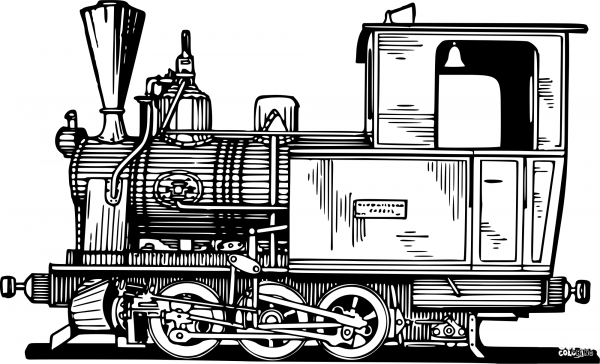 Vintage Locomotive coloring page image