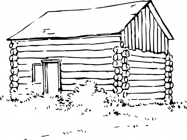 Vintage Log Cabin coloring page image