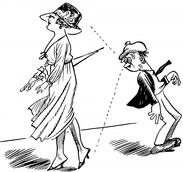 Vintage Looking at a Girl coloring page image