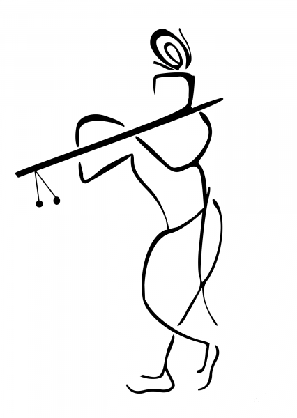 Vintage Lord Krishna coloring page image