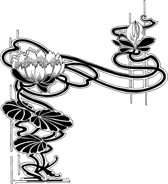 Vintage Lotus Flower Frame coloring page image