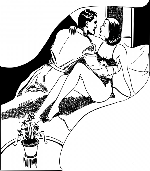 Vintage Love Scene coloring page image