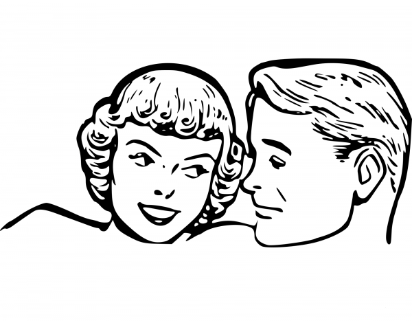 Vintage Loving Couple coloring page image