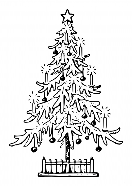 Vintage Lutz Xmas Tree Outline coloring page image