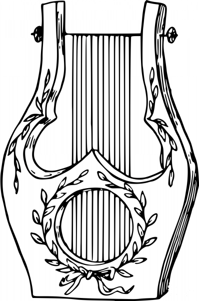 Vintage Lyre coloring page image